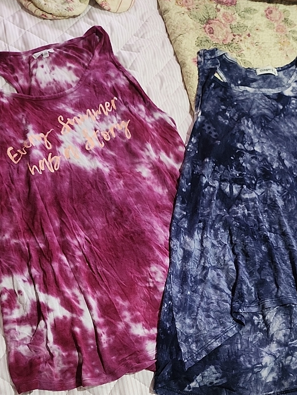 Maurices Tie-Dye Tank Tops in Plum and Navy